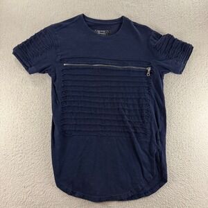 Broken‎ Threads Mens Navy Blue Distressed Zipper Cutout T Shirt Medium Punk Emo